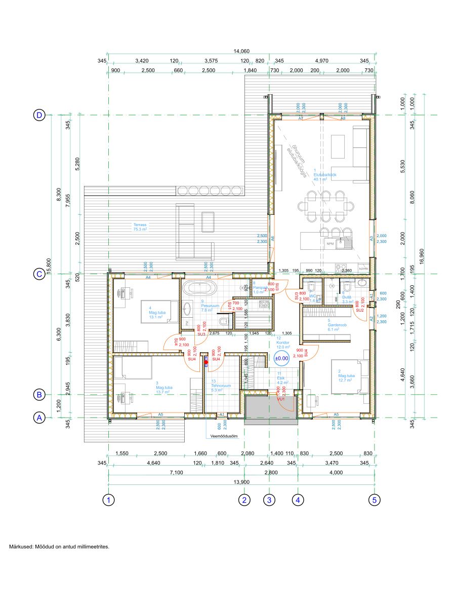 Elementmaja plaan | Plan of prefab-house
